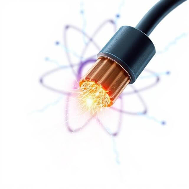 Visualization of electrons moving in a copper conductor under electric field.