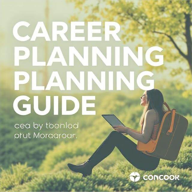Illustration showing career planning journey with goals, steps, and future success elements