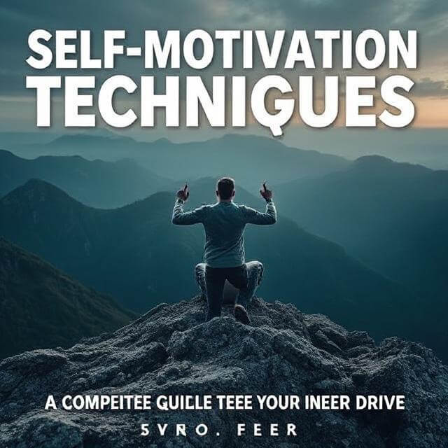 A motivational image featuring symbols of success, goal-setting, and personal growth representing techniques for self-motivation and productivity.
