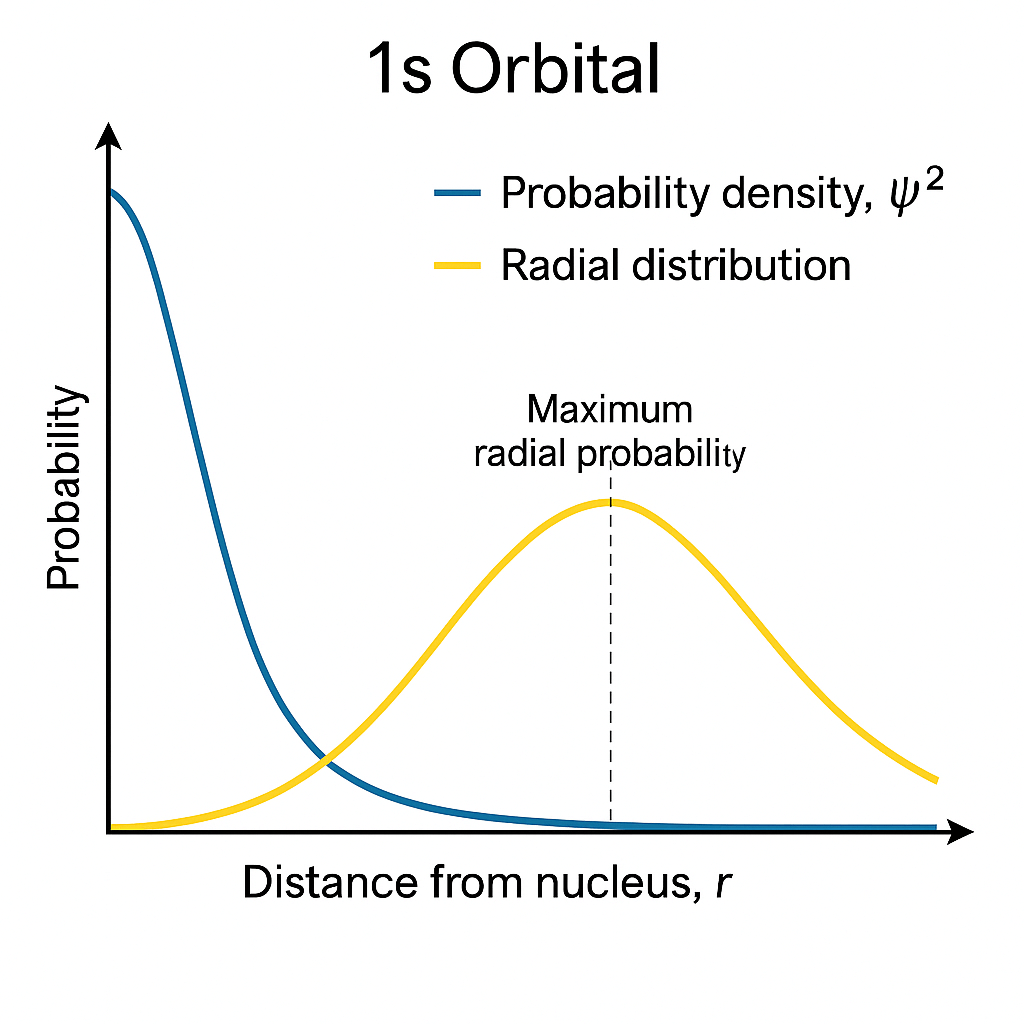 Hydrogen-like Atom Probability Distribution (1) Radial Probability vs. Probability Density – 1s Orbital Graph for Class 11 Chemistry