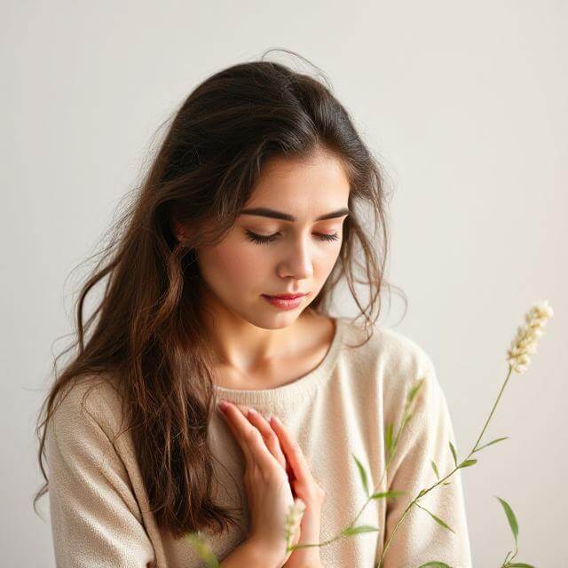 Person meditating in nature for stress relief and mindfulness