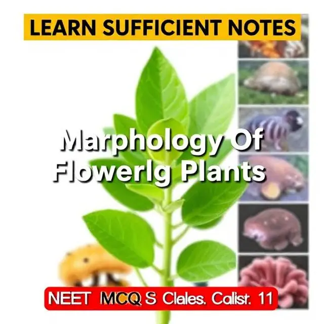 Morphology of Flowering Plants diagram showing roots, stem, leaves, flowers, fruits, seeds with floral formulas for NEET Class 11 Biology